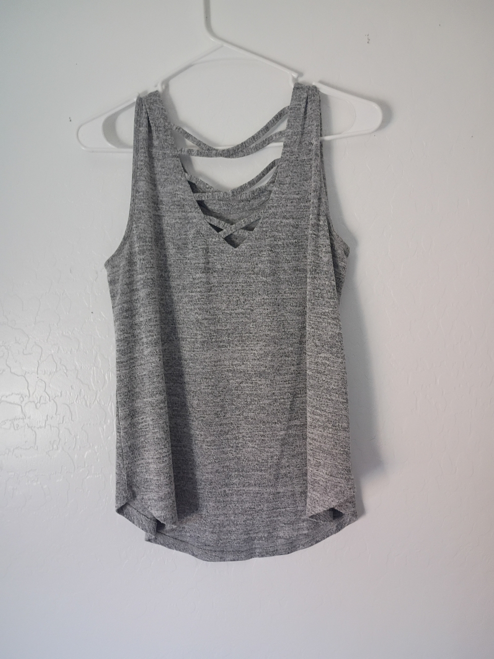 Cupio Heather Gray Strappy V-Neck Tank